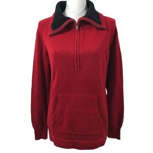 Ralph Lauren Jeans Co Woman’s XL Half Zip Red Turtleneck Pullover Cotton Sweater